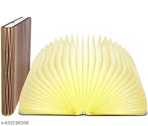 Large Folding Book Lamp - Large Size Folding Mood Light, Novelty LED Night Light, USB Large Capacity Rechargeable Wooden Table Lamp