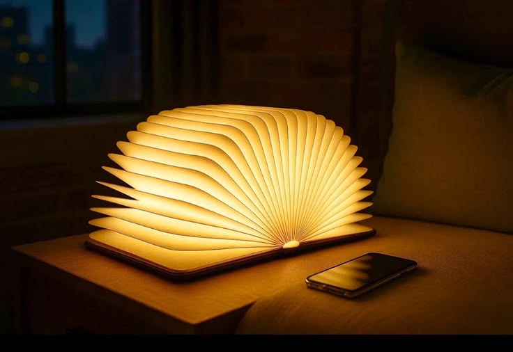 Large Folding Book Lamp -  Large Size Folding Mood Light, Novelty LED Night Light, USB Large Capacity Rechargeable Wooden Table Lamp